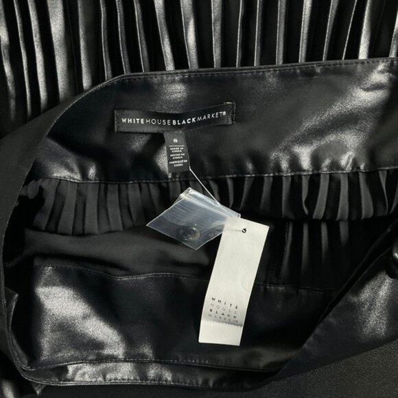 White House Black Market Pleated Midi Skirt Asymmetric Hem Bow Size 8 Elegant - Picture 8 of 12